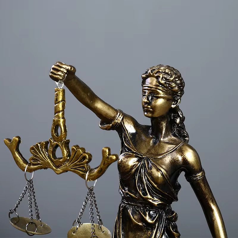 Themis Goddess of Justice Statue with Clock Greek Mythology Resin Ornament