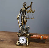 Themis Goddess of Justice Statue with Clock Greek Mythology Resin Ornament