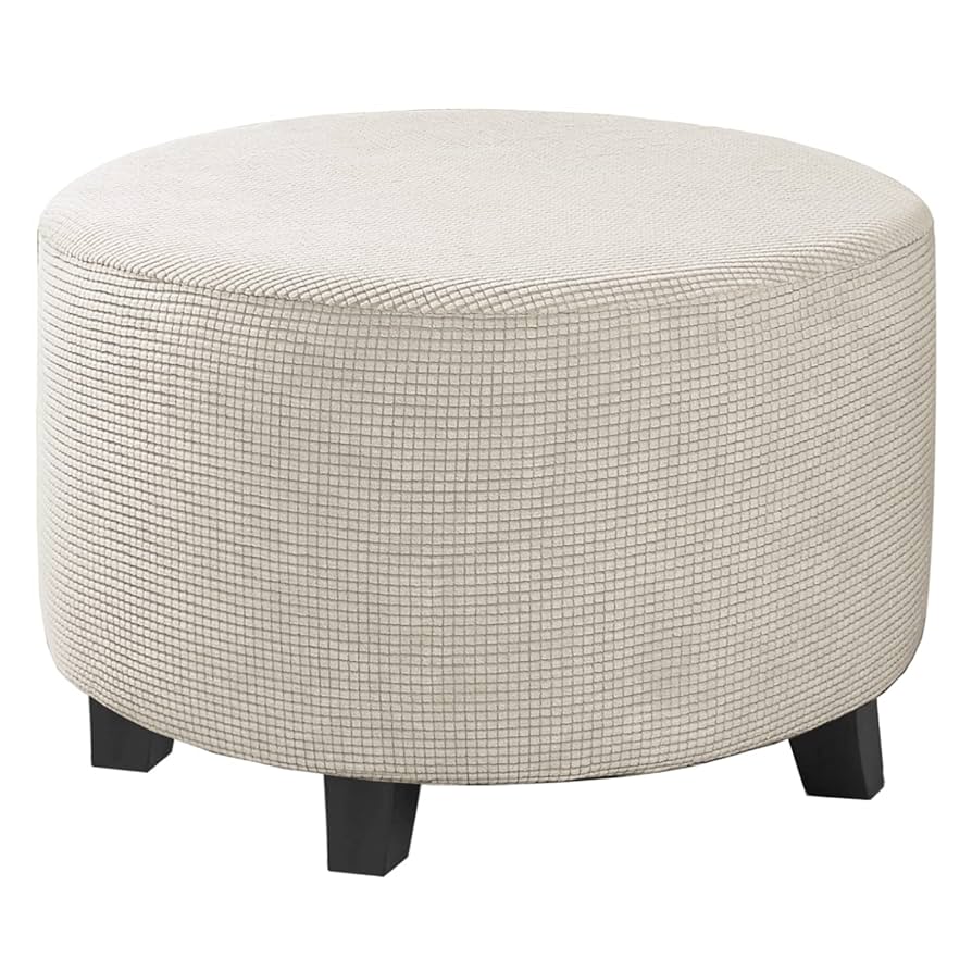 Round Ottoman Covers in Multiple Colors for Stylish Furniture Protection