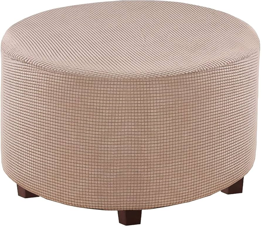Round Ottoman Covers in Multiple Colors for Stylish Furniture Protection