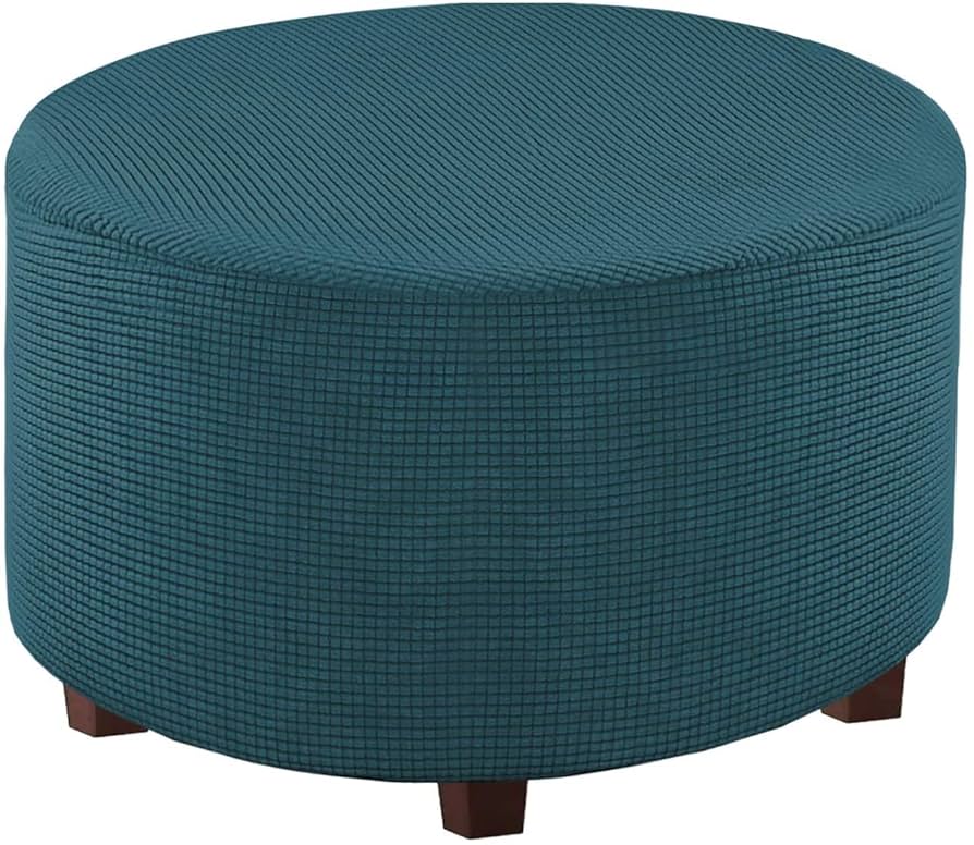 Round Ottoman Covers in Multiple Colors for Stylish Furniture Protection