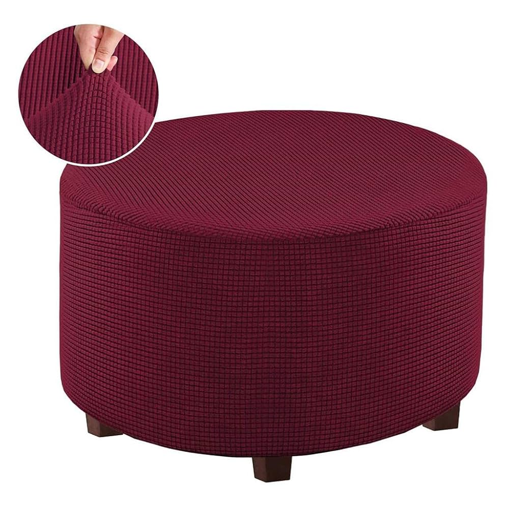 Round Ottoman Covers in Multiple Colors for Stylish Furniture Protection