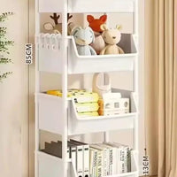 Slim 4 Tier Trolley Bookshelf With Mobile Casters Home Storage and organization Storage & Organization