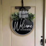 Welcome Wooden Door Hanging Sign Door hanging Decorative Plaques