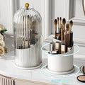 360° Rotating Makeup Organizer with Dustproof Lid – Elegant Vanity Storage Makeup Sponges