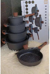 10-Piece Nonstick Cookware Set – Premium Black Pots and Pans with Lids