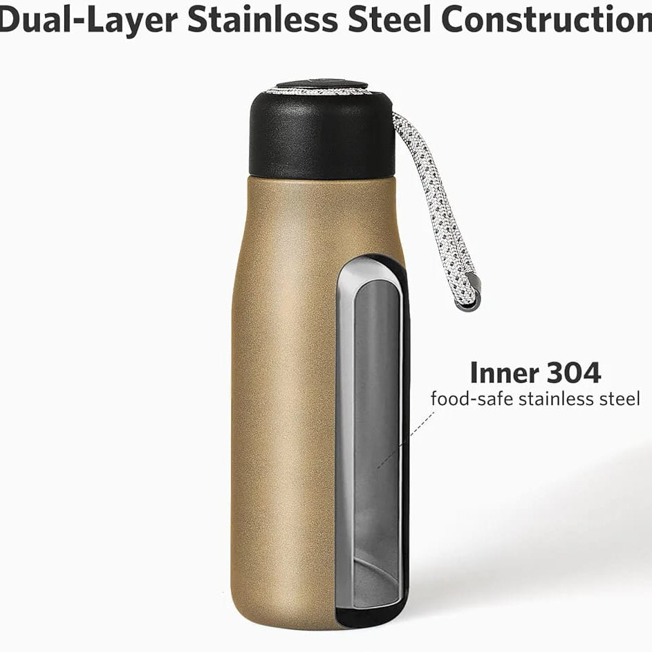 420ml Stainless Steel Flask with String Strap