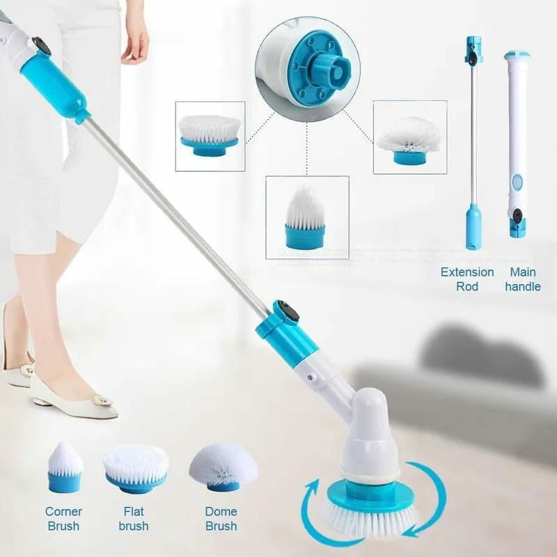 Electric Hurricane Spin Scrubber – Cordless Rechargeable Cleaning Brush with 3 Replaceable Heads