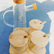 4pcs High Borosilicate Oil Jar and Canister Set with Bamboo Stand – 600ml & 250ml Kitchen Storage Organizer households Food Storage Containers